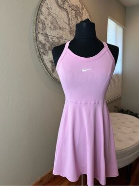 Nike Women's Pink Ribbed Tennis Dress